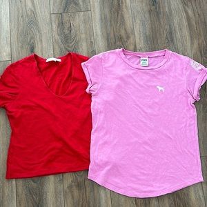 Victoria Secret and Pink T-shirts.
